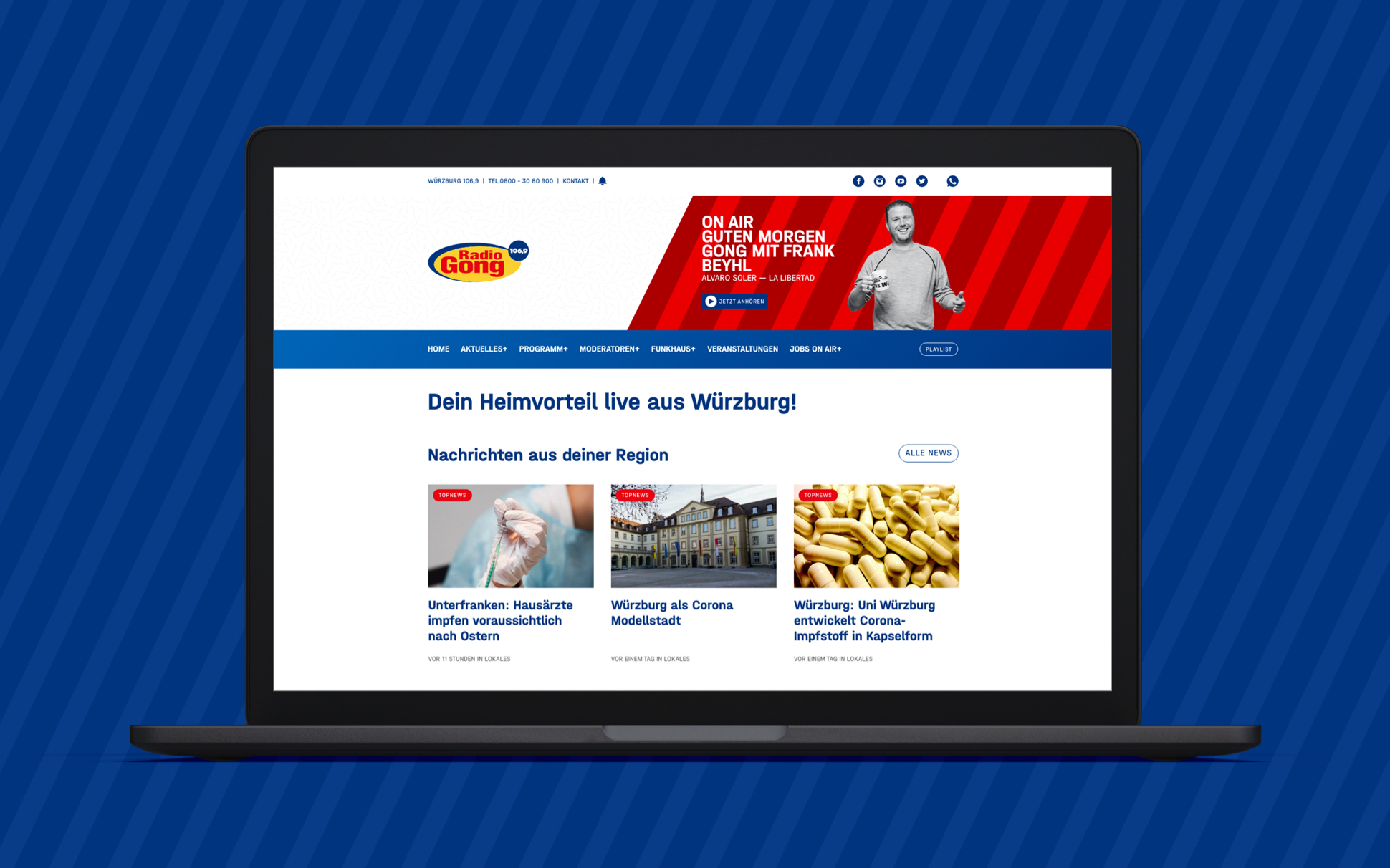 Radio gong wuerzburg website relaunch hero Die Radio Gong Homepage