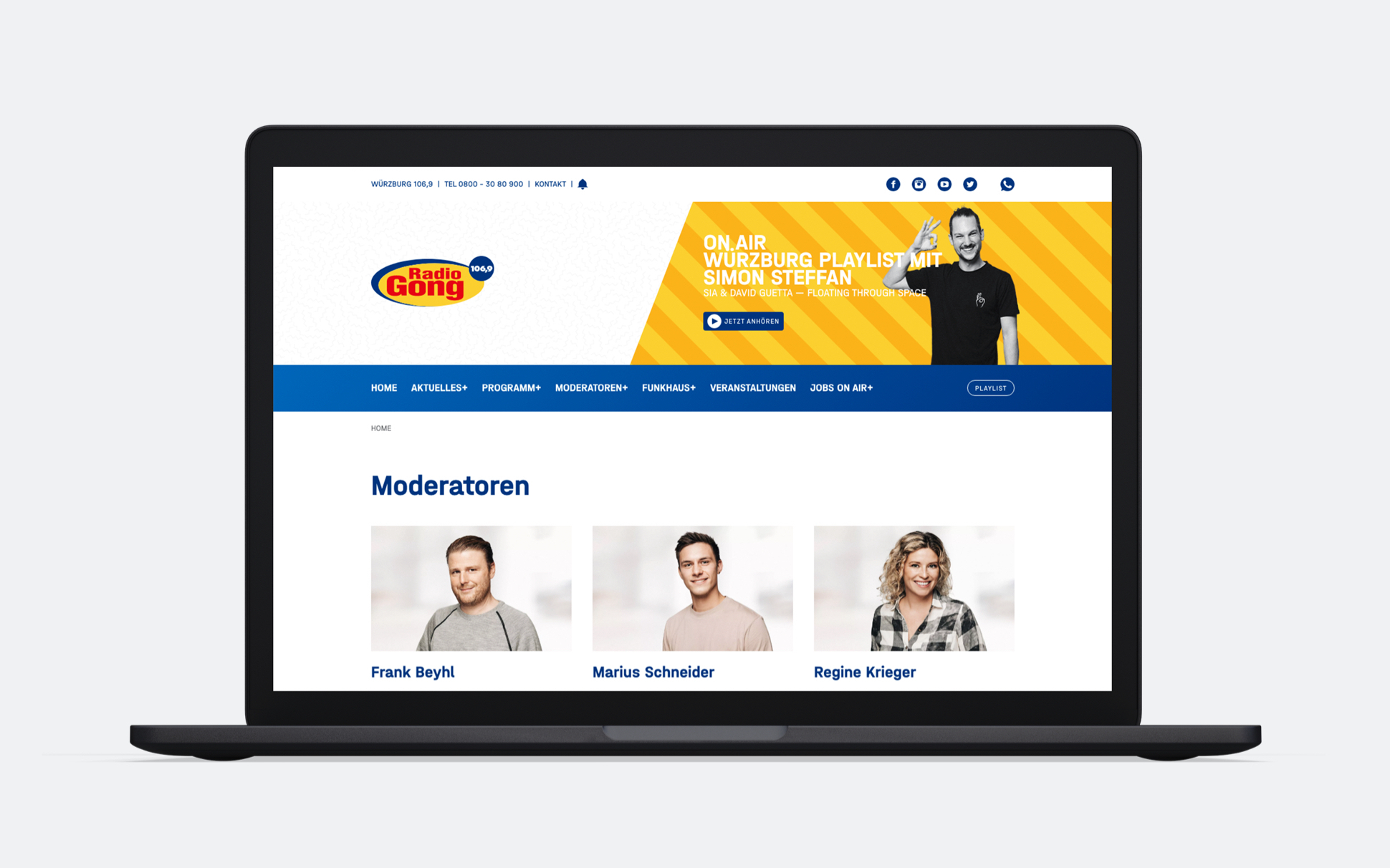 Radio gong wuerzburg website relaunch moderatoren Moderatorenprofile auf der neuen Radio Gong Seite